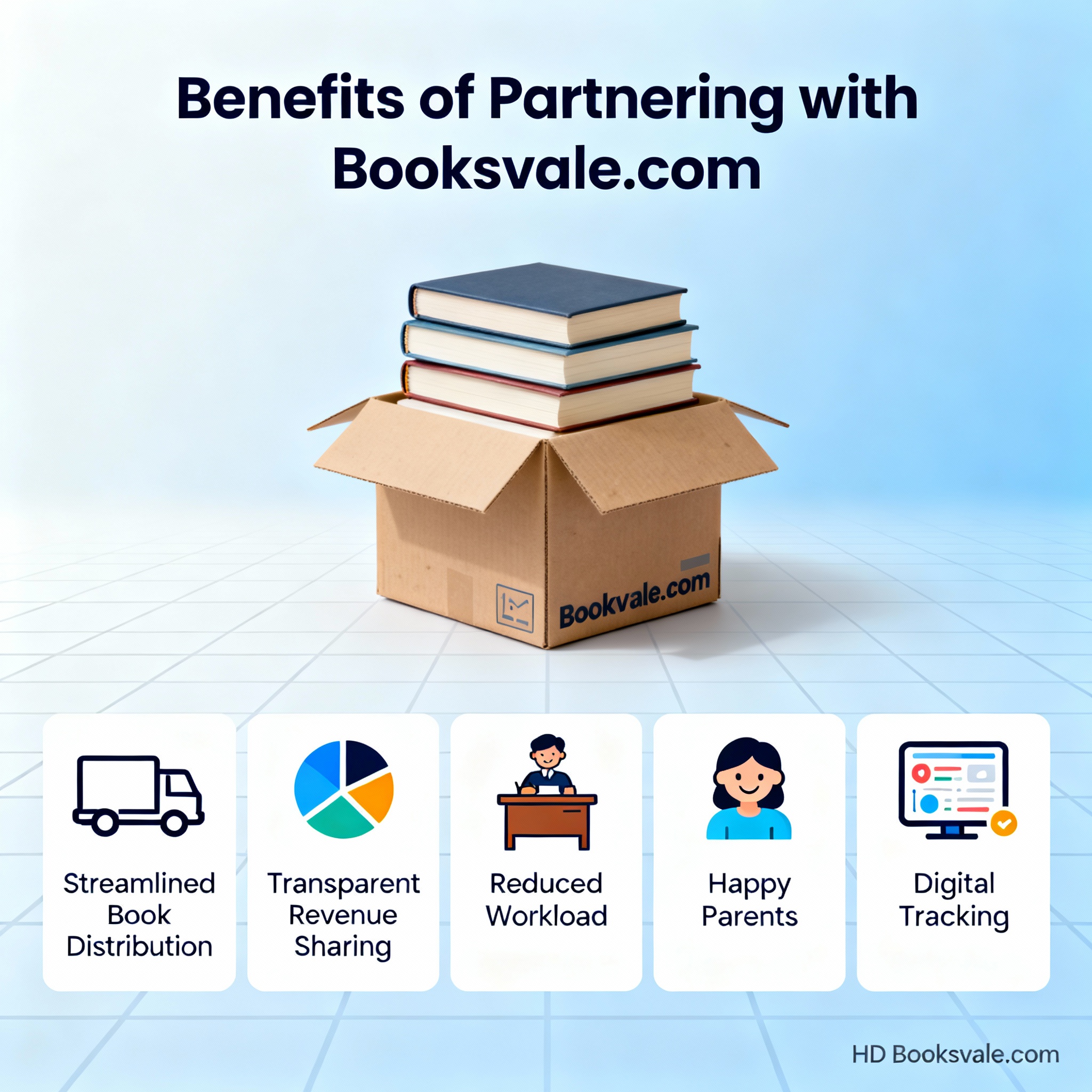 Modern school building with students